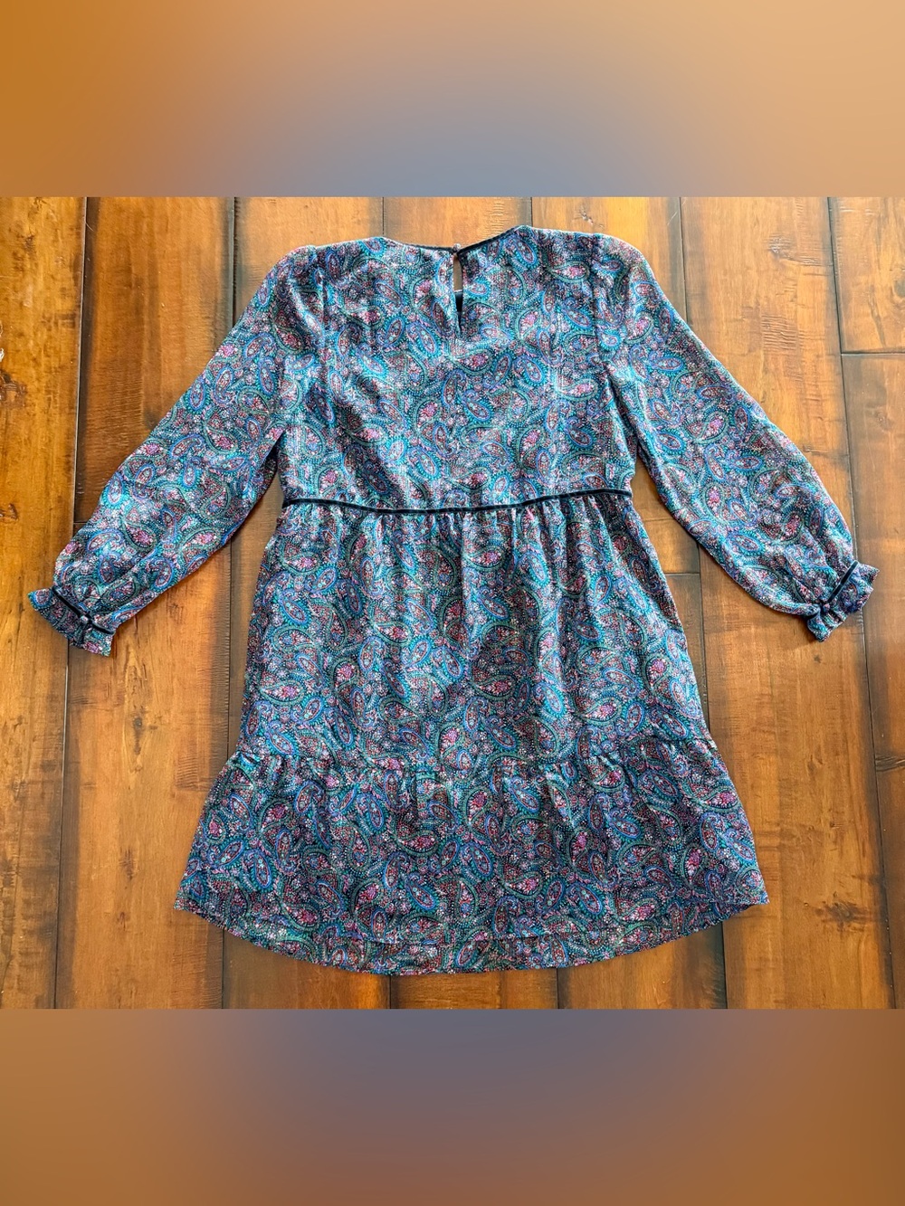LOFT Paisley Mini Dress with Silver Threading - Picture 2 of 4